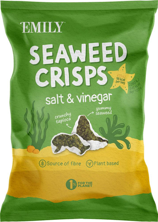 Emily_Seaweed Crisps Salt & Vinegar 18g-Pack of 6