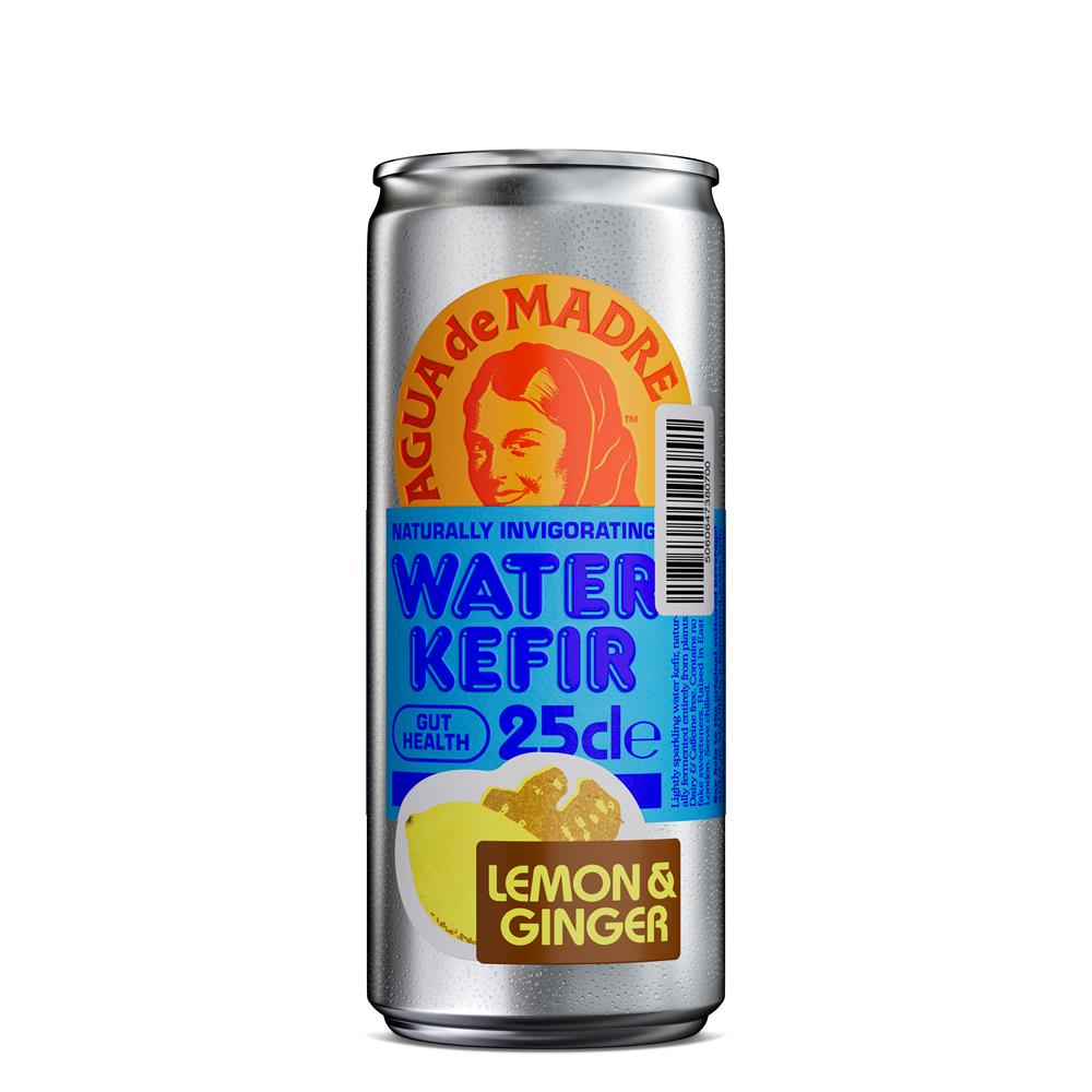 Agua De Madre_Lemon & Ginger Water Kefir 250ml Can-pack of 2