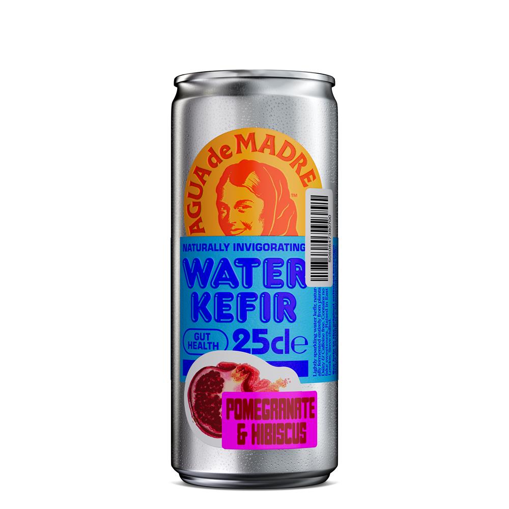 Agua De Madre_Pomegranate & Hibiscus Water Kefir 250ml Can-pack of 2