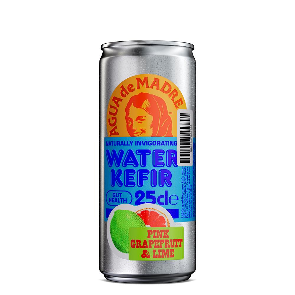 Agua De Madre_Pink Grapefruit & Lime Water Kefir 250ml Can-pack of 2