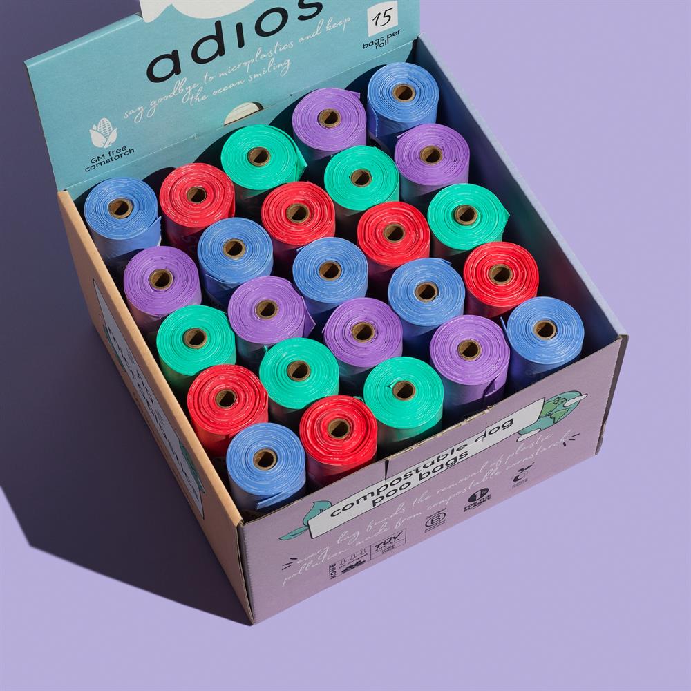 Adios Plastic_Compostable Poop Bag Counter Top includes 50 Rolls