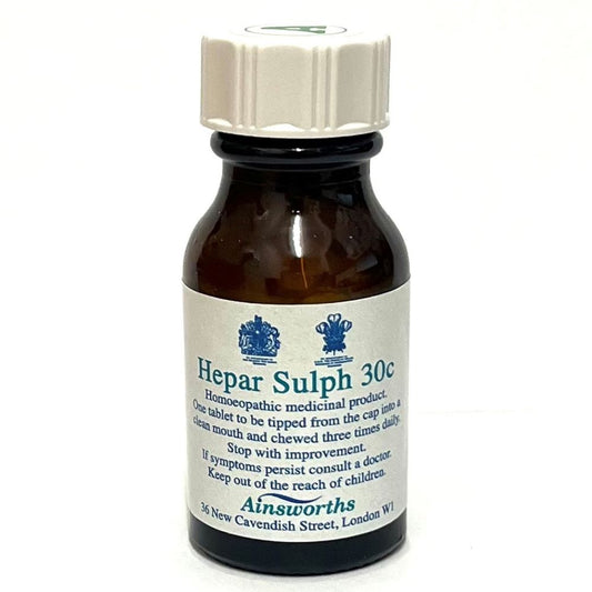 Ainsworths_Hepar Sulph 30C Single Counter Remedy 120 tabs