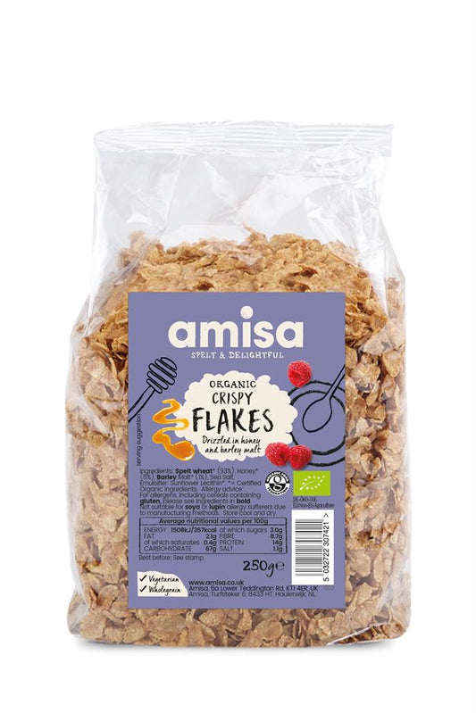 Amisa_Organic Crispy Toasted Spelt Flakes with Honey 250g-Pack of 2
