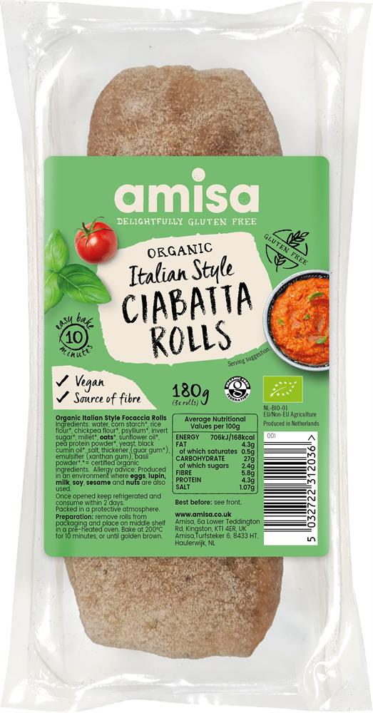 Amisa_Organic White Ciabatta Rolls - Organic 180g