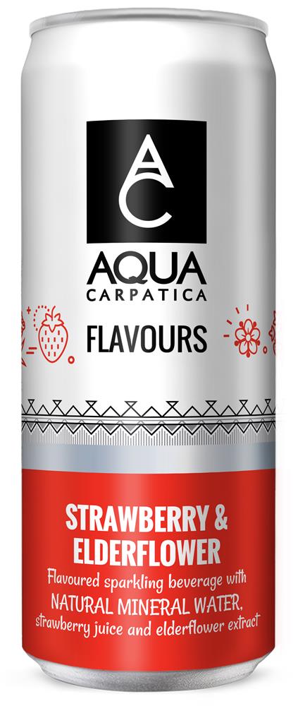 AQUA Carpatica_Flavoured Sparkling Mineral Water Strawberry & Elderflower 330ml-Pack of 6