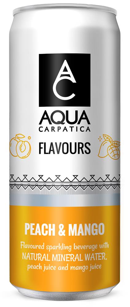 AQUA Carpatica_Flavoured Sparkling Mineral Water Peach & Mango 330ml-Pack of 6
