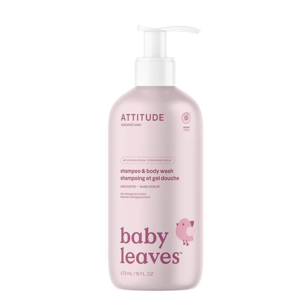 Attitude_Baby Leaves - 2in1 Shampoo & Body Wash - Unscented - 473 mL