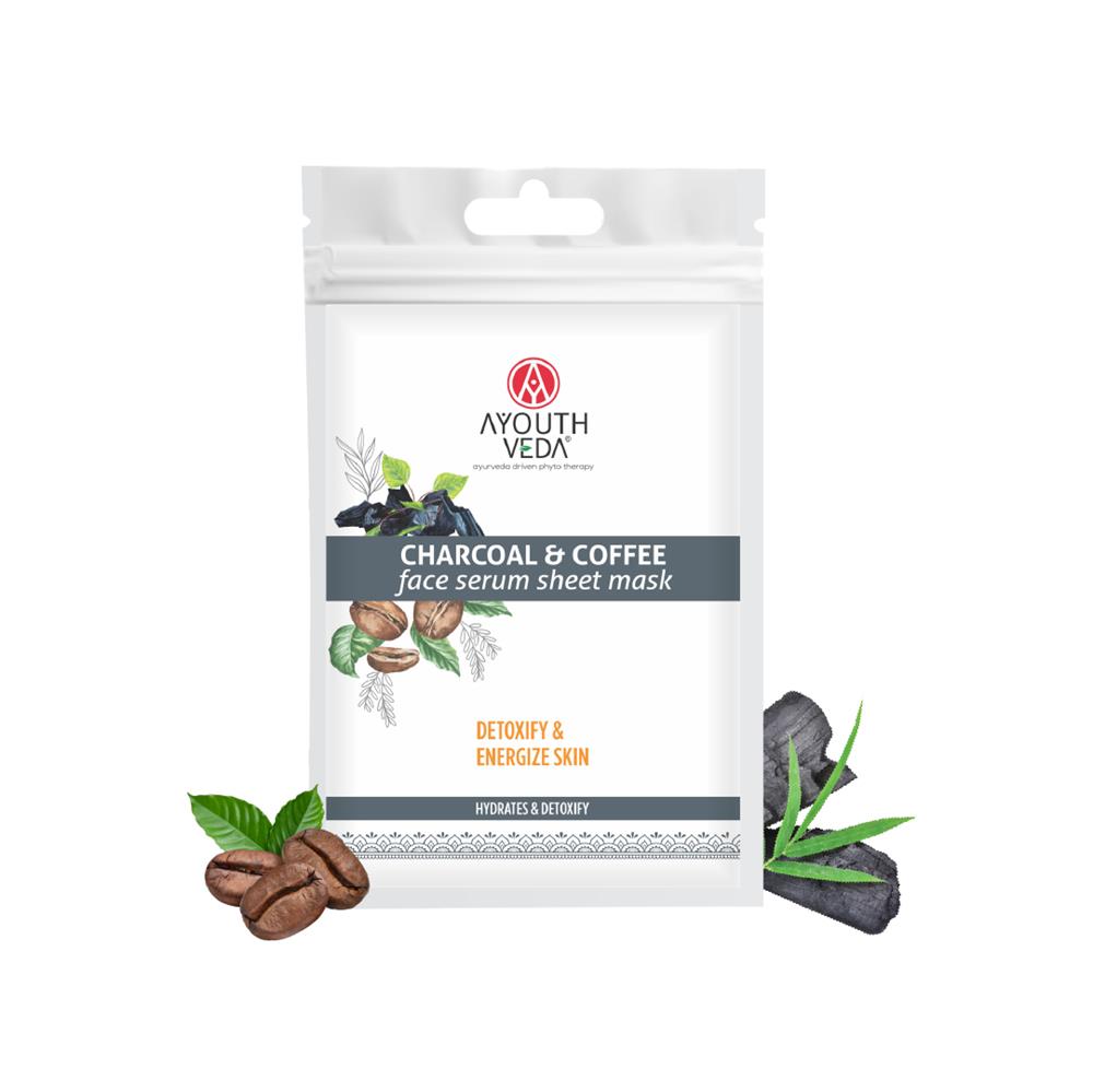 Ayouthveda_Charcoal & Coffee Face Serum Sheet Mask 20g-pack of 4