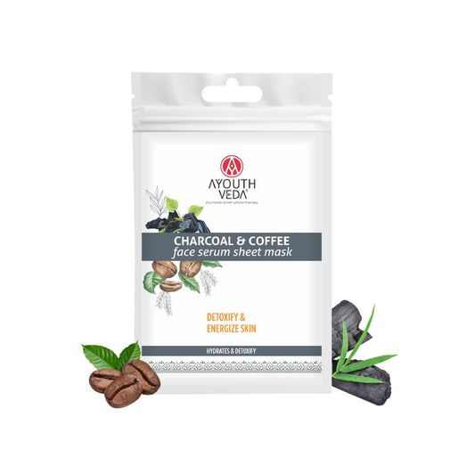 Ayouthveda_Charcoal & Coffee Face Serum Sheet Mask 20g-pack of 4