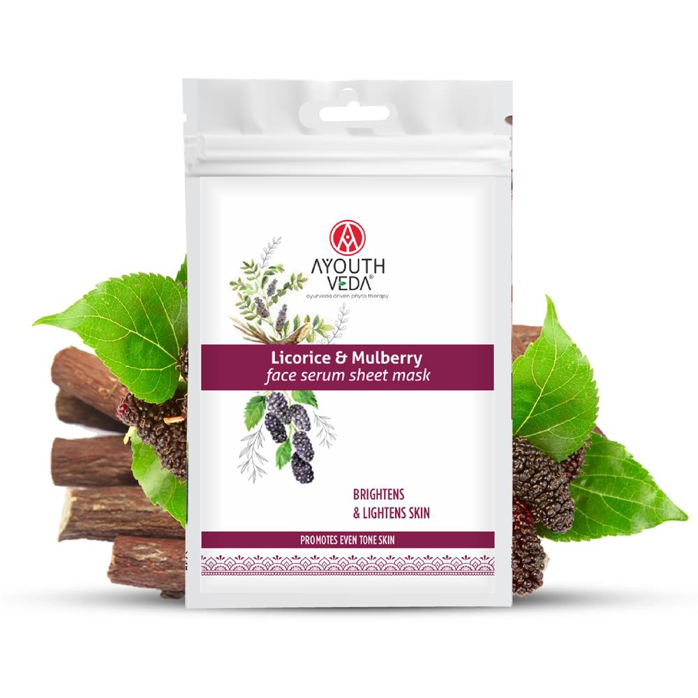 Ayouthveda_Licorice & Mulberry Face Serum Sheet Mask 20g-Pack of 4