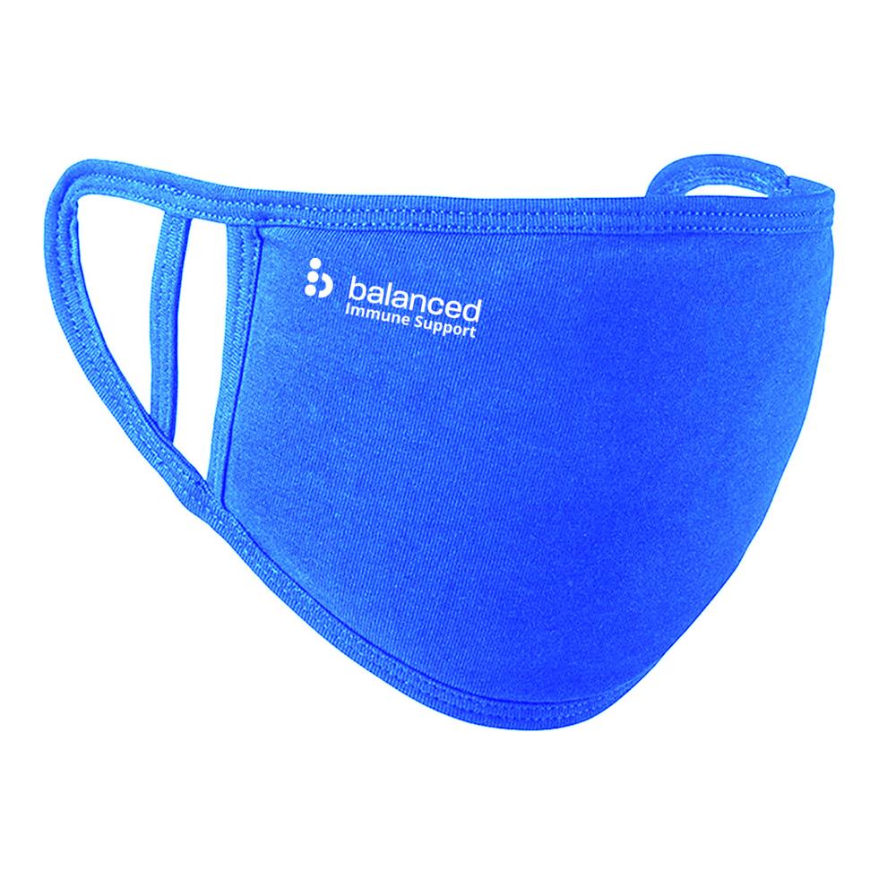 Balanced_Washable Face Mask - Royal Blue dual fit 2 Ply logo right cheek