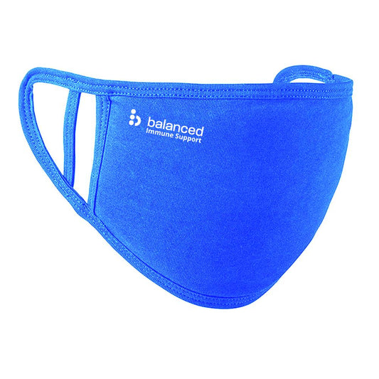 Balanced_Washable Face Mask - Royal Blue dual fit 2 Ply logo right cheek