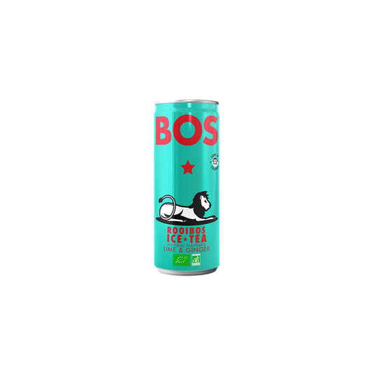 Bos_Rooibos Lime & Ginger Ice Tea 250ml Can-Pack of 4