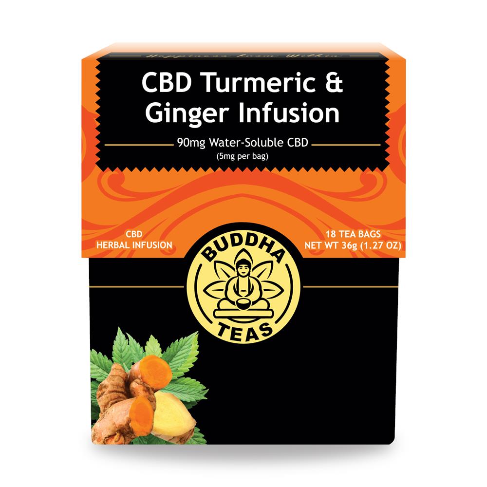 Buddha Teas_Turmeric & Ginger Tea - with CBD. 18 tea bags