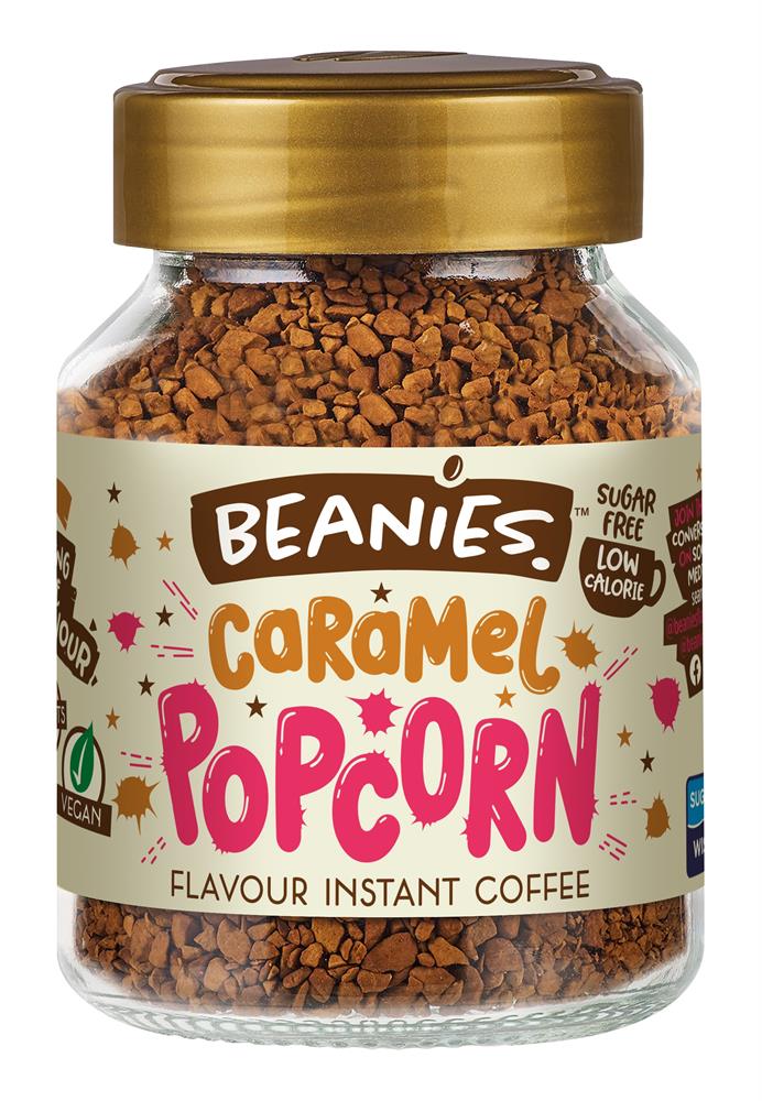 Beanies Coffee_Caramel Popcorn Flavour Instant Coffee 50g-pack of 2