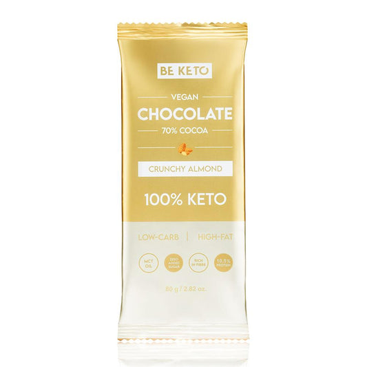 BeKeto_- Vegan Keto Chocolate + MCT Crunchy Almond 80g-pack of 2