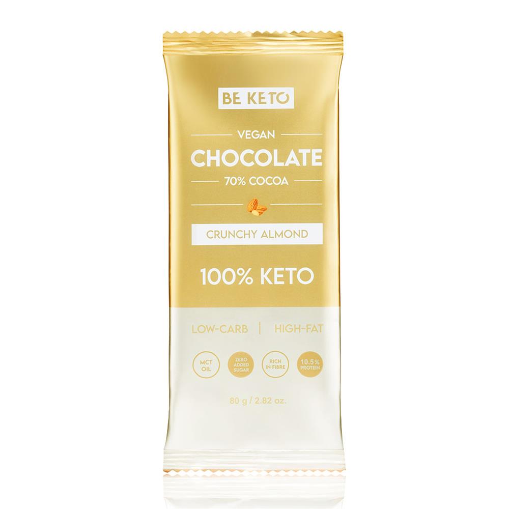 BeKeto_- Vegan Keto Chocolate + MCT Crunchy Almond 80g-Pack of 2