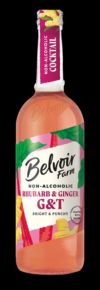 Belvoir_Farm Non-Alcoholic Rhubarb & Ginger G & T 750ml-Pack of 6