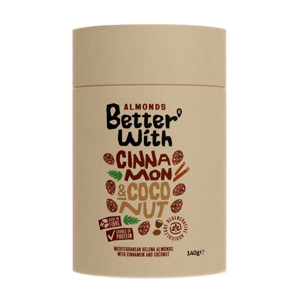 Better With_Cinnamon & Coconut Almonds Tube 140g-pack of 8