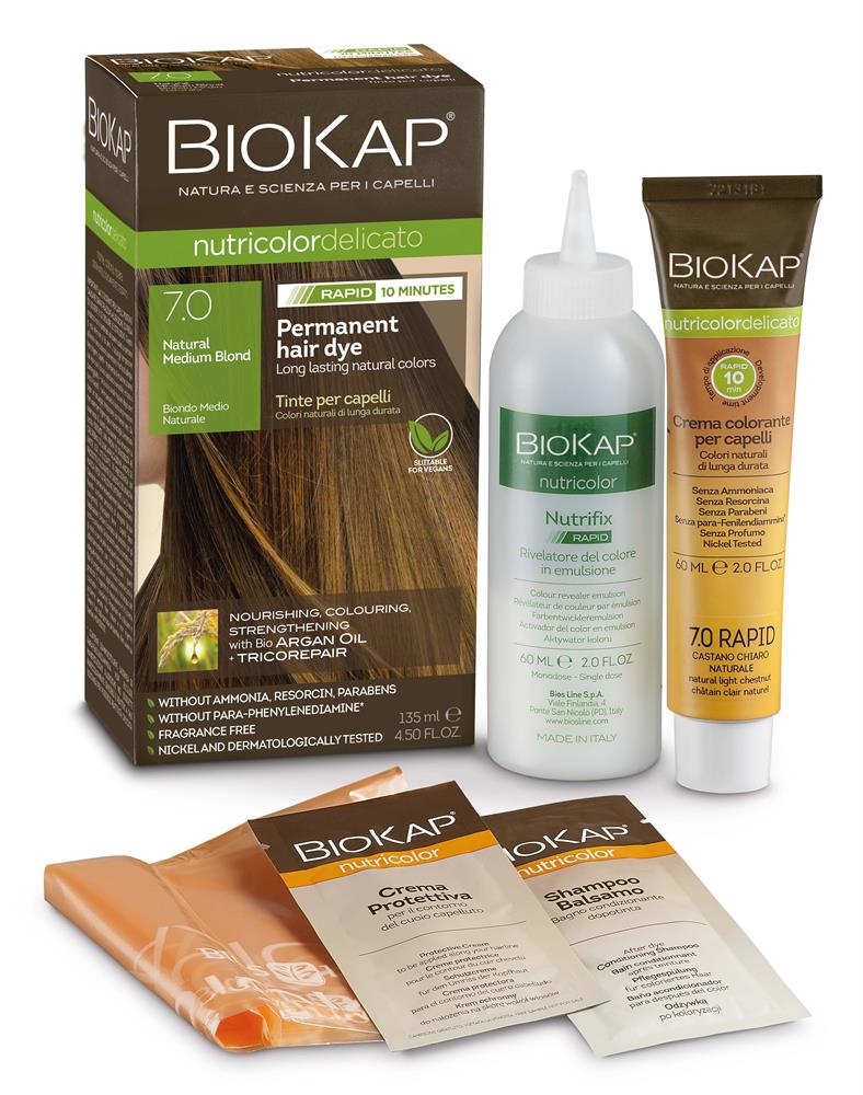 BioKap_Natural Medium Blond 7.0 Rapid Permanent Hair Dye 140 ml