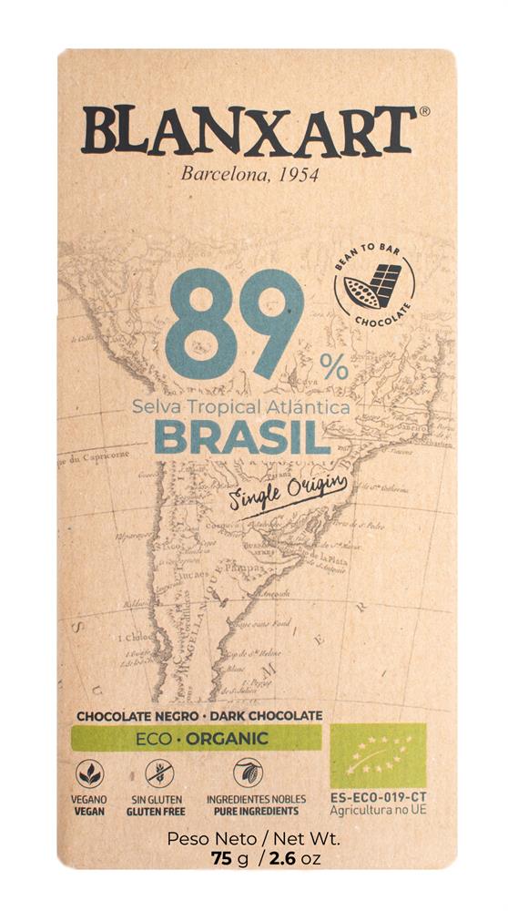Blanxart_Premium Organic & Vegan 89% BRASIL Chocolate Bar 75g-Pack of 3