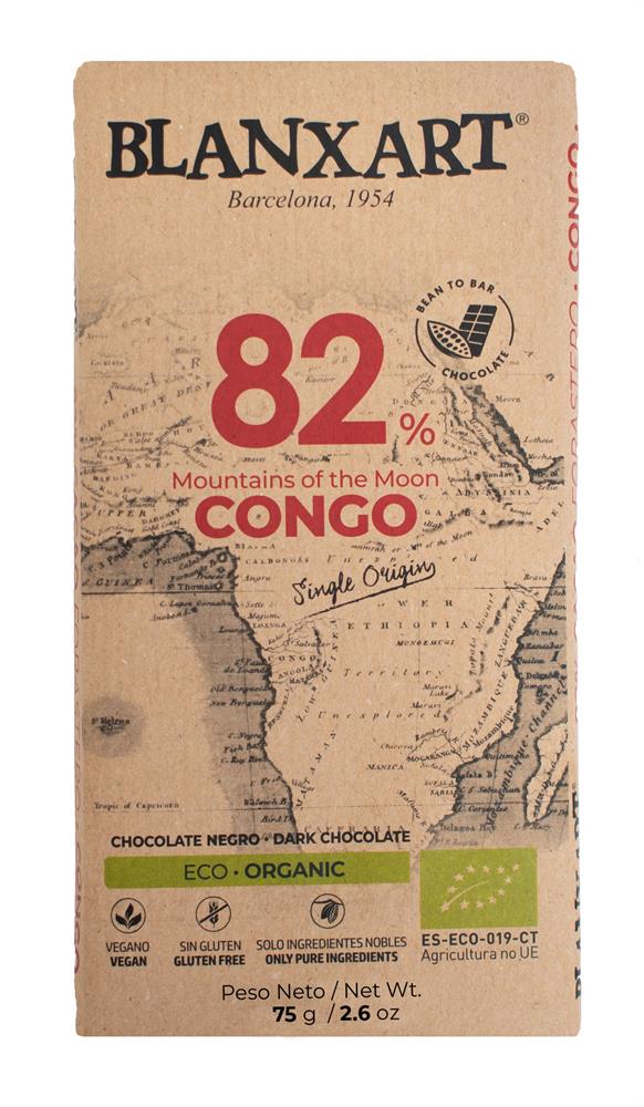 Blanxart_Premium Organic & Vegan 82% CONGO Chocolate Bar 75g-pack of 3