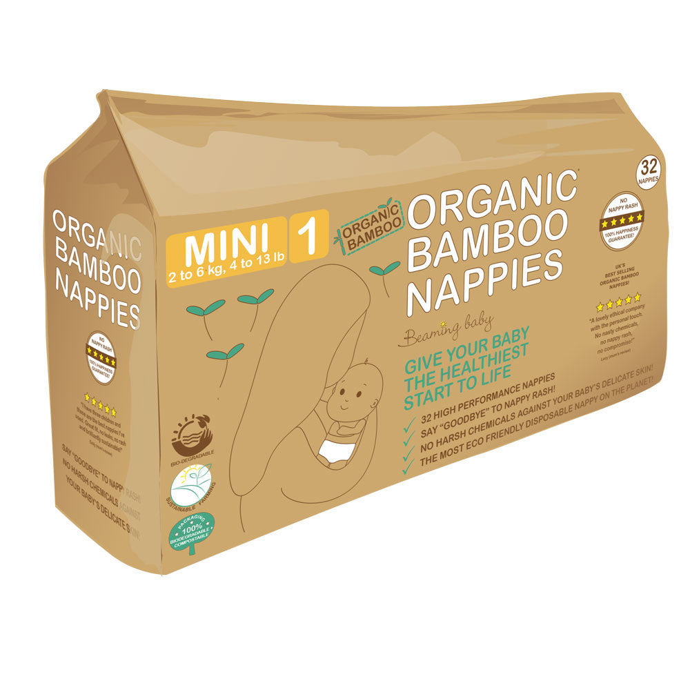 Beaming Baby_Organic Bamboo Nappies Size 1 (2-6 kg 32 nappies)
