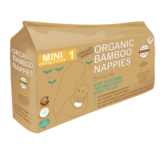 Beaming Baby_Organic Bamboo Nappies Size 1 (2-6 kg 32 nappies)