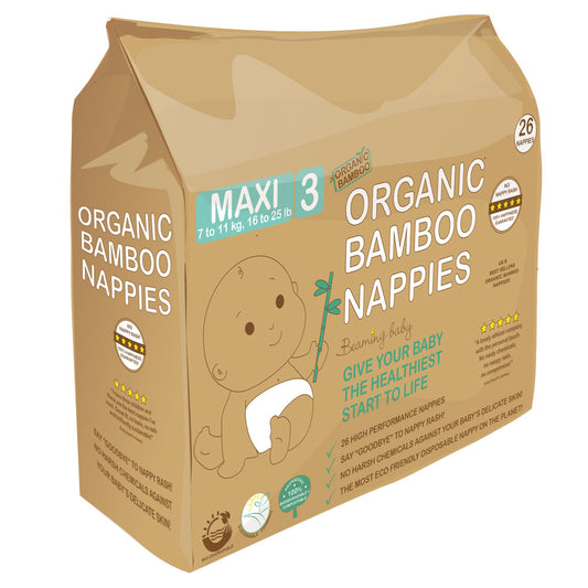 Beaming Baby_Organic Bamboo Nappies Size 3 (7-11kg 26 nappies)