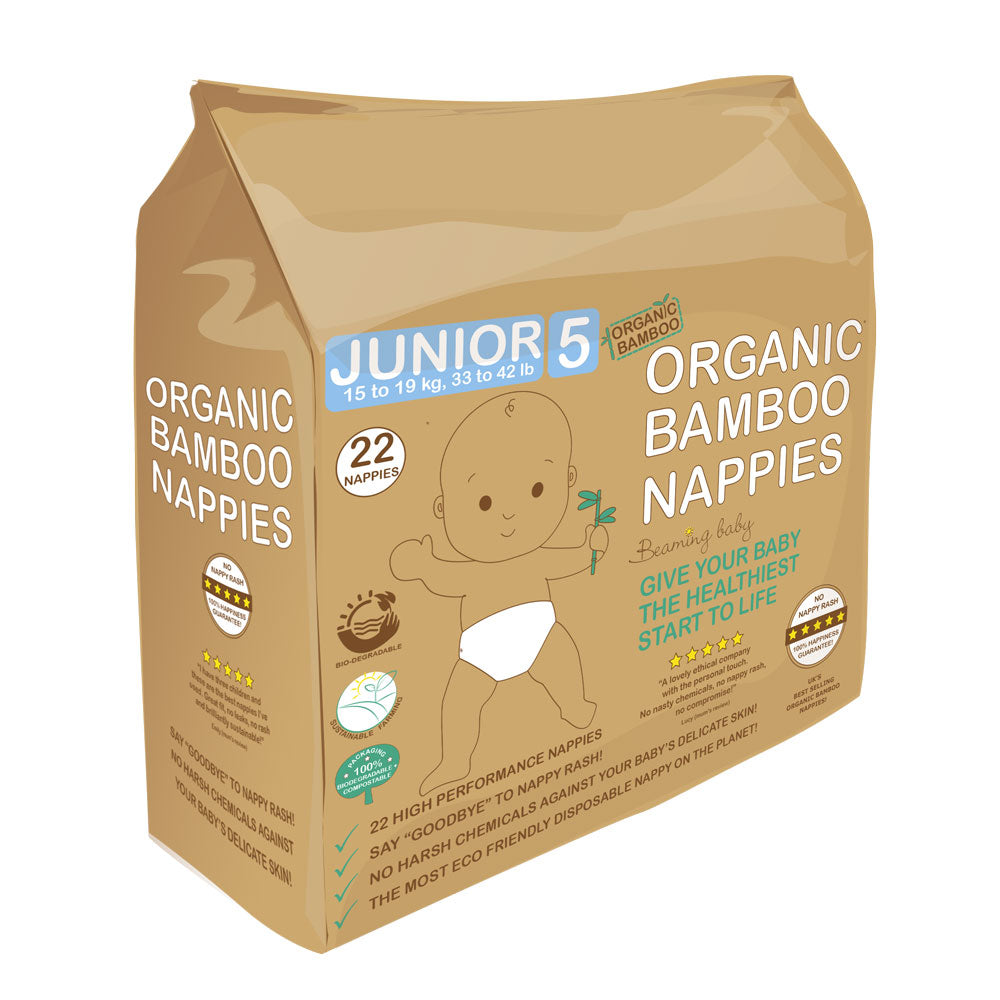 Beaming Baby_Organic Bamboo Nappies Size 5 (15-19kg22 nappies)
