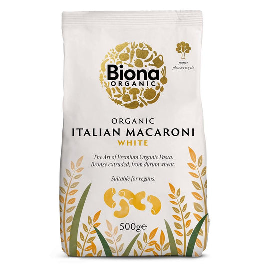Biona_White Macaroni Pasta Organic Bronze Extruded 500g-pack of 2
