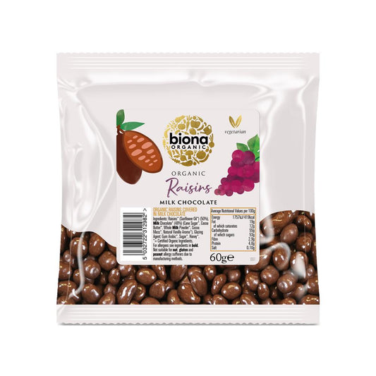 Biona_Organic Milk Chocolate covered Raisins 60g