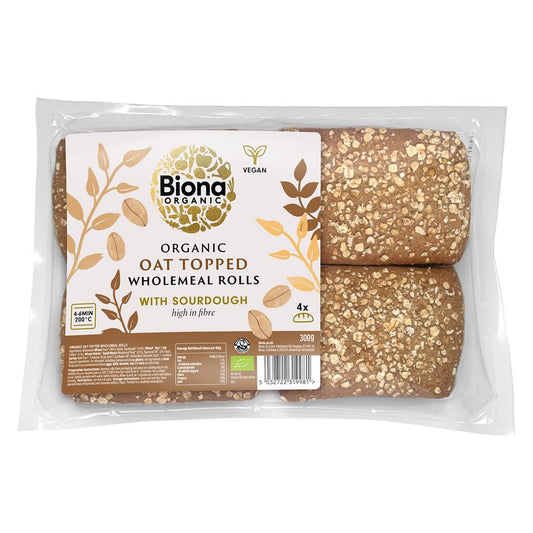 Biona_Organic Oat Topped Wholemeal Rolls (made with sourdough) 300g