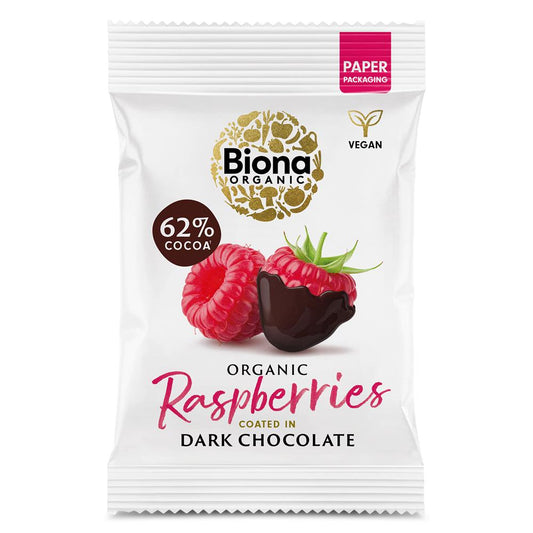Biona_Organic Dark Chocolate Raspberries 45g-Pack of 2