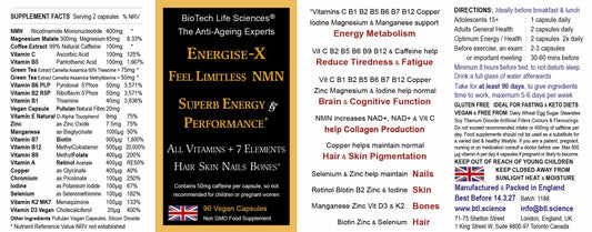 BioTech Life Sciences_Energise-X Feel Limitless Max Energy No Fatigue 90 caps NMN +Vits