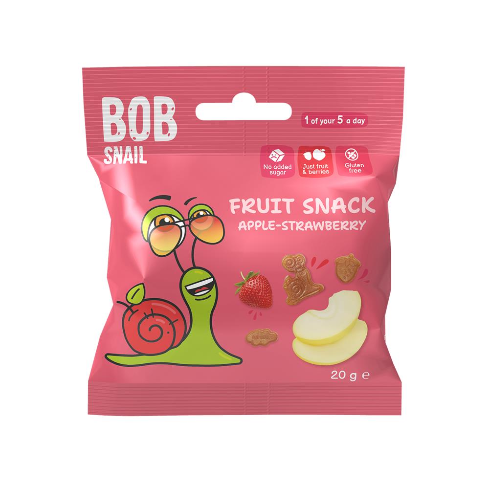 Bob Snail_Apple-Strawberry Fruit Bites 20g - 100% Fruit-Pack of 16