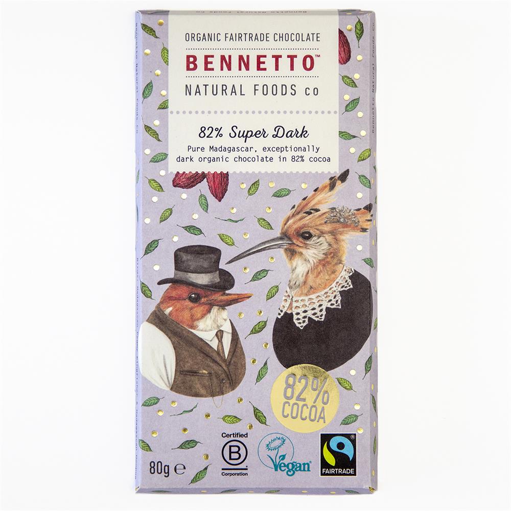 Bennetto_Organic Chocolate Bar 82% Super Dark 80g-Pack of 2
