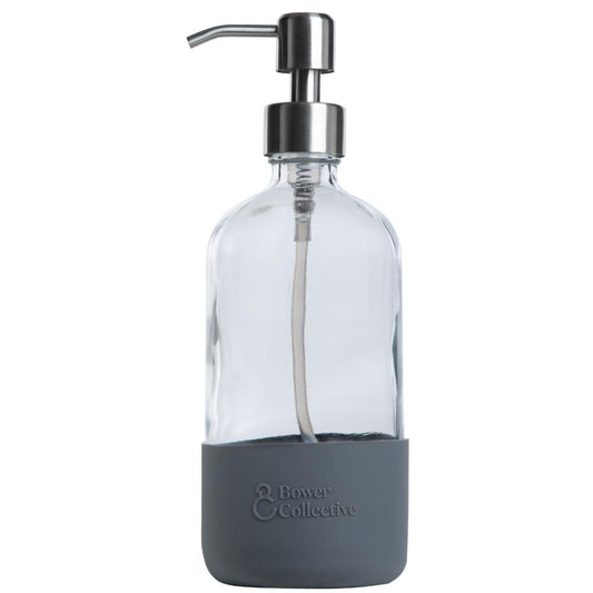 Bower Collective_Bower Glass Silicon Sleeve Pump Dispenser in Granite - 500ml