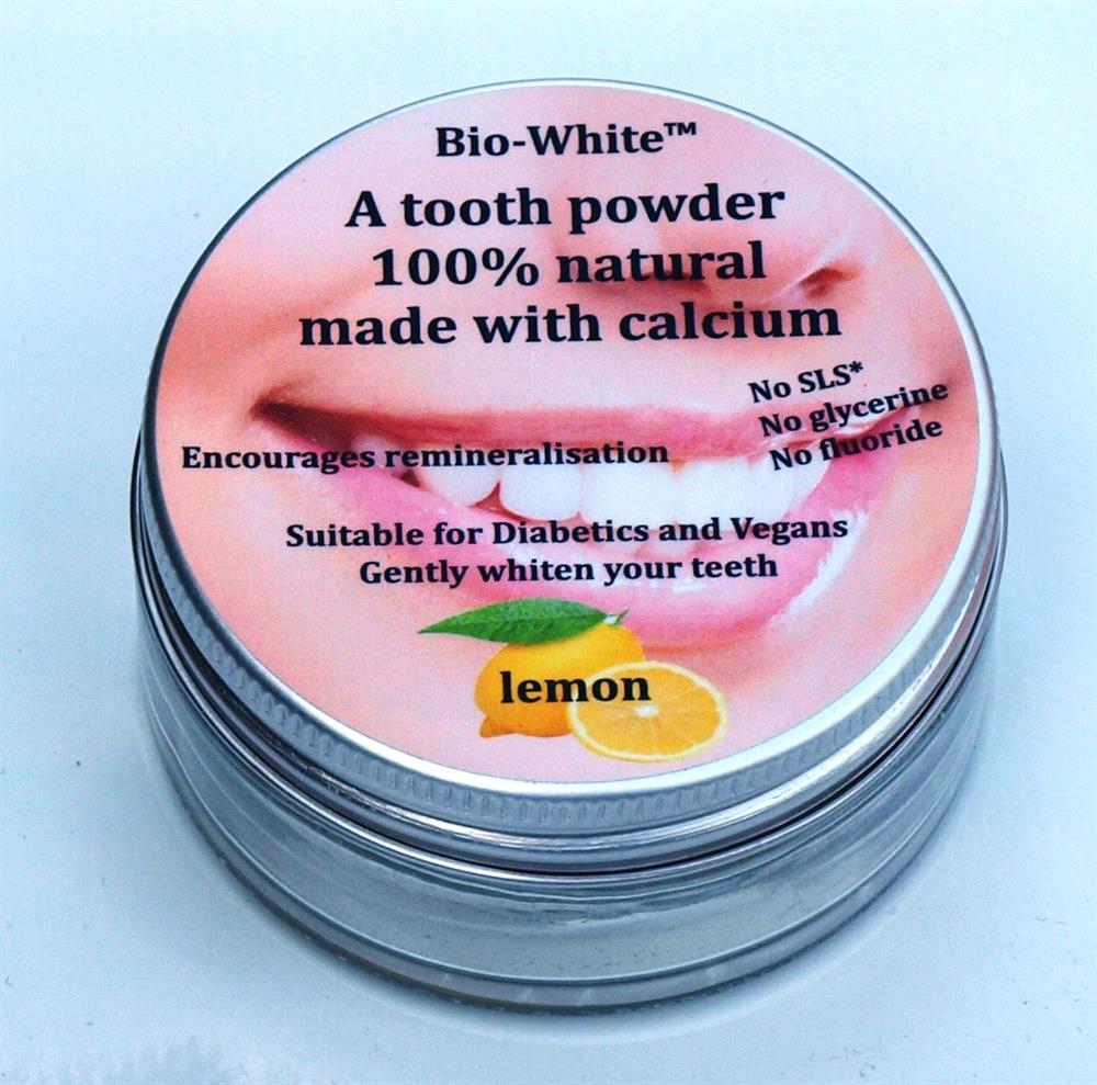 Bio-White_Organic Tooth Powder Lemon in a glass jar (plastic free) 35g