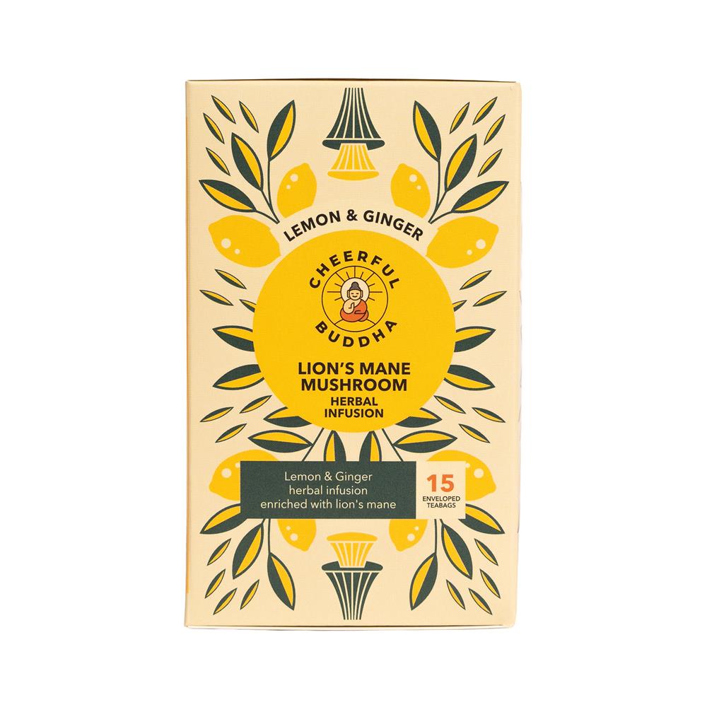 Cheerful Buddha Lion's Mane Lemon and Ginger Tea 15 Tea Bag-pack of 2