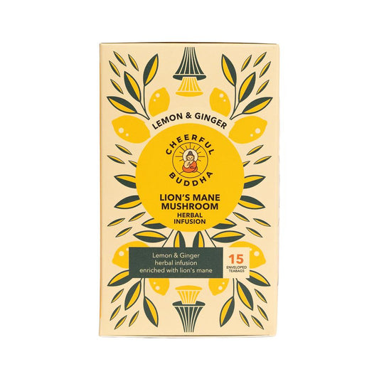Cheerful Buddha Lion's Mane Lemon and Ginger Tea 15 Tea Bag-pack of 2