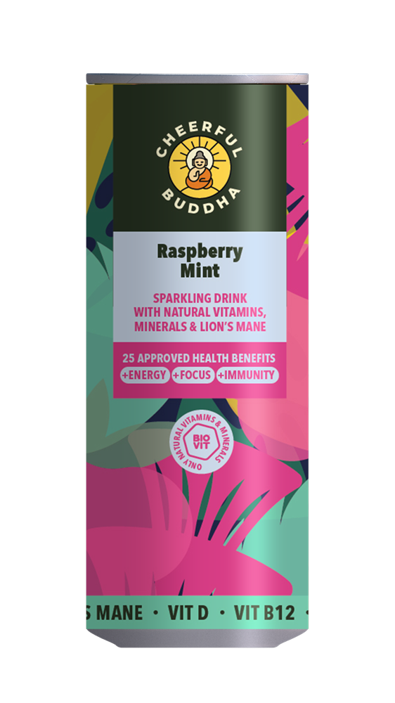 Cheerful Buddha_Raspberry and Mint Functional Mushroom Sparkling-pack of 12