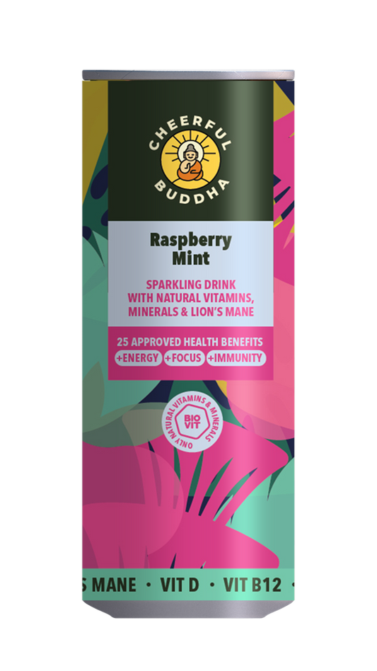 Cheerful Buddha_Raspberry and Mint Functional Mushroom Sparkling-pack of 12