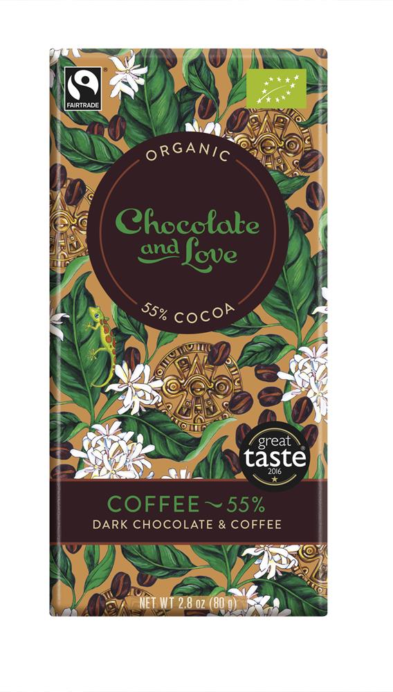 Chocolate and Love_Org/Fairtrade dark chocolate with coffee 55% 80g-pack of 14