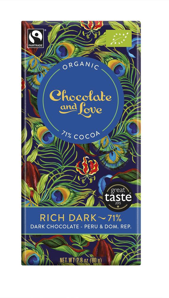 Chocolate and Love_Rich Dark Organic/Fairtrade dark chocolate 71%-pack of 14