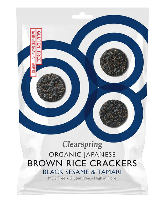 Clearspring_Organic Brown Rice Crackers - Black Sesame 40g