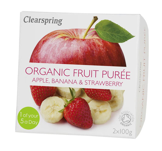 Clearspring_Organic Fruit Puree Apple/Banana/Strawberry (2x100g)-pack of 2