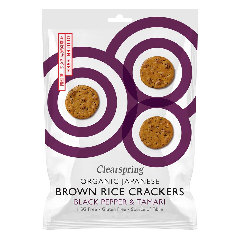 Clearspring_Organic Japanese Brown Rice Crackers - Black Pepper & Tamari 40g
