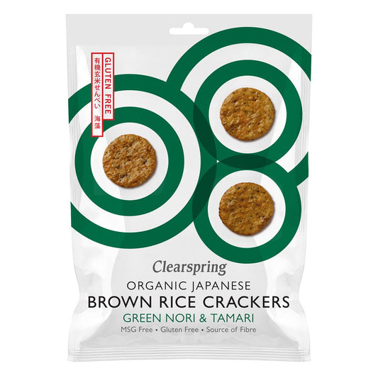 Clearspring_Organic Japanese Brown Rice Crackers - Green Nori & Tamari 40g