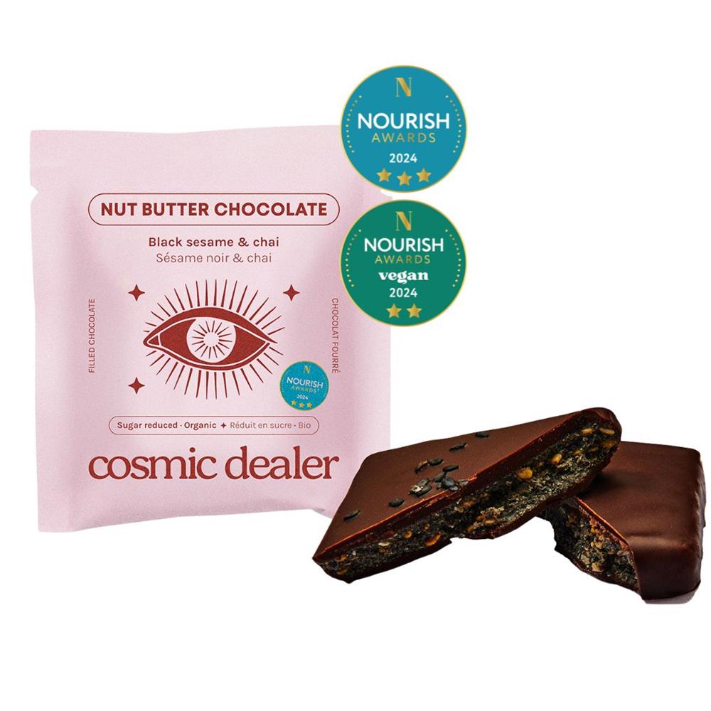 Cosmic Dealer_Black Sesame & Chai Chocolate Bite Organic Sugar Reduced 20g-pack of 4